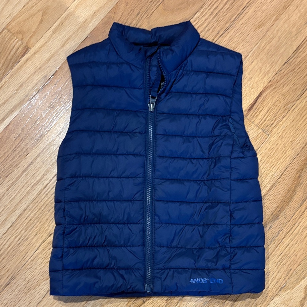Lands’ End Navy Blue Kids Puffer Vest, size 4-5